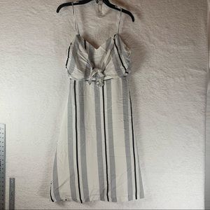 Lulus Lush Kalene Black and White Striped Tie-Front Midi Dress Medium NWT‎ 4947